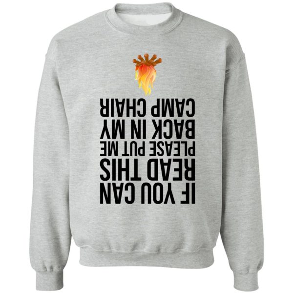 if you can read this please put me back in my camp chair. sweatshirt