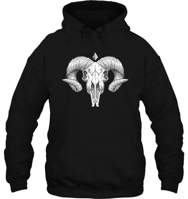 illustrated goat skull - white hoodie