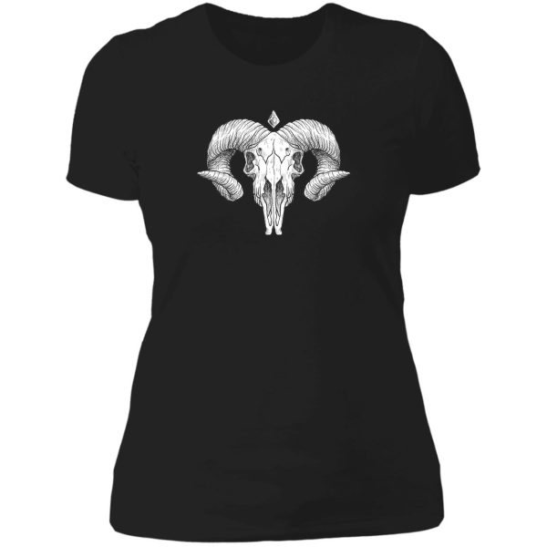 illustrated goat skull - white lady t-shirt