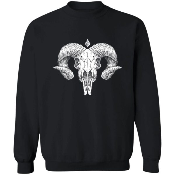 illustrated goat skull - white sweatshirt