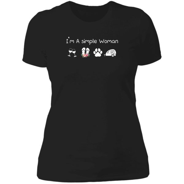 im a simple woman wine flip flops dogs camping tshirt lady t-shirt