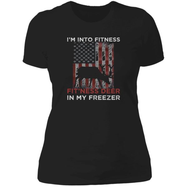 im into fitness fitness deer in my freezer funny deer quotes trending lady t-shirt