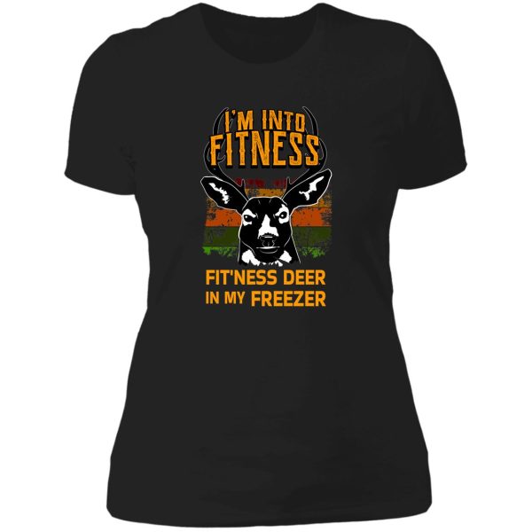 im into fitness fitness deer in my freezer - hunting design lady t-shirt