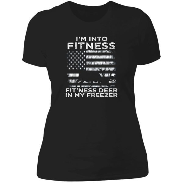 im into fitness fitness deer in my freezer lady t-shirt