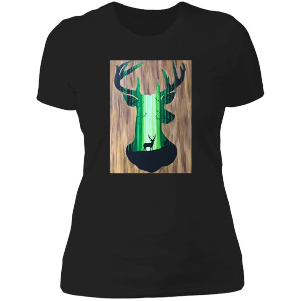 into the forest (deer) lady t-shirt