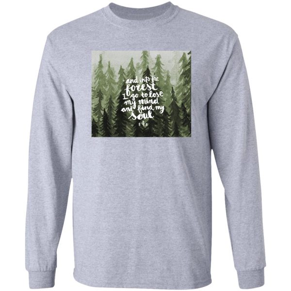 into the forest watercolor lettering green long sleeve