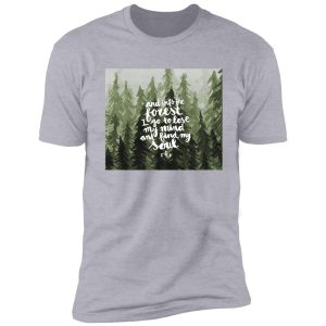 into the forest watercolor lettering green shirt