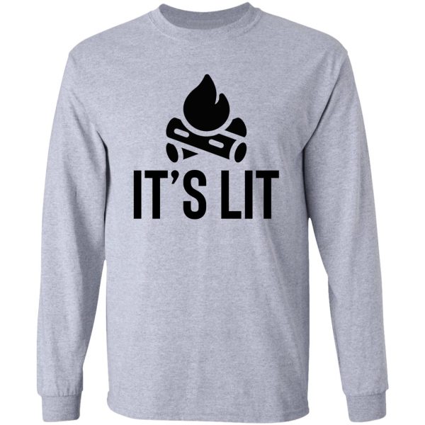 its lit campfire ! camping travel long sleeve