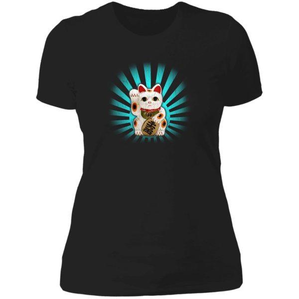 japanesechinese lucky cat (vintage distressed) lady t-shirt