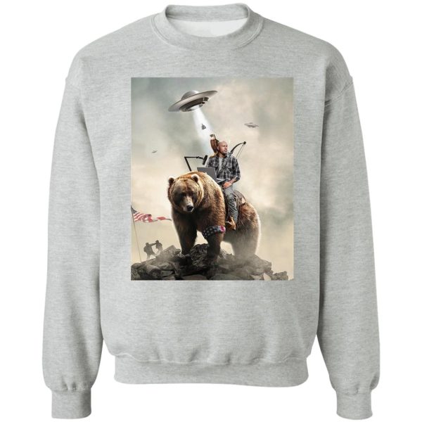 joe rogan riding a bear (+ aliens) sweatshirt