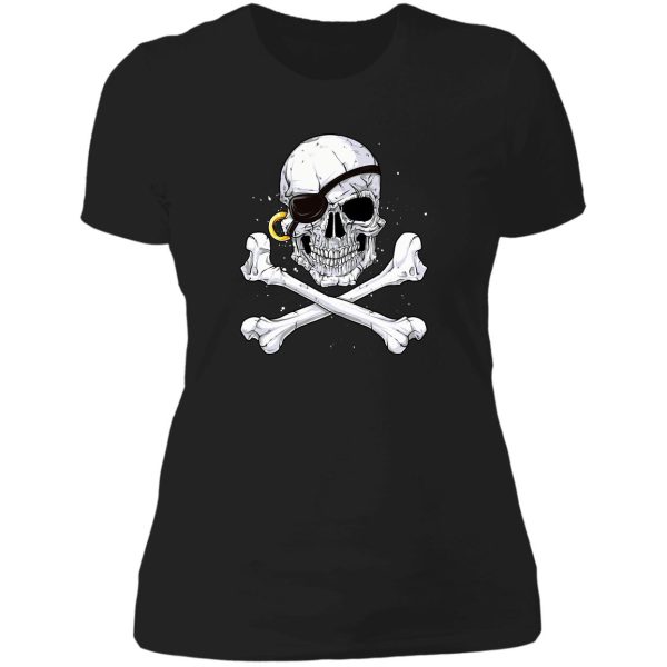 jolly roger skull & crossbones t shirt pirate tee shirt gift lady t-shirt