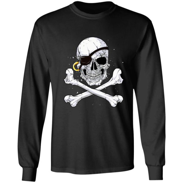 jolly roger skull & crossbones t shirt pirate tee shirt gift long sleeve