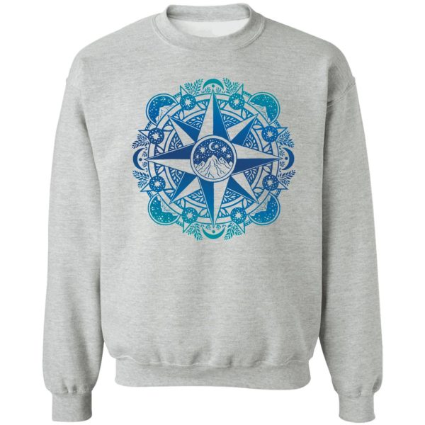 journey to moon mountain turquoise navy ombré mandala art sweatshirt