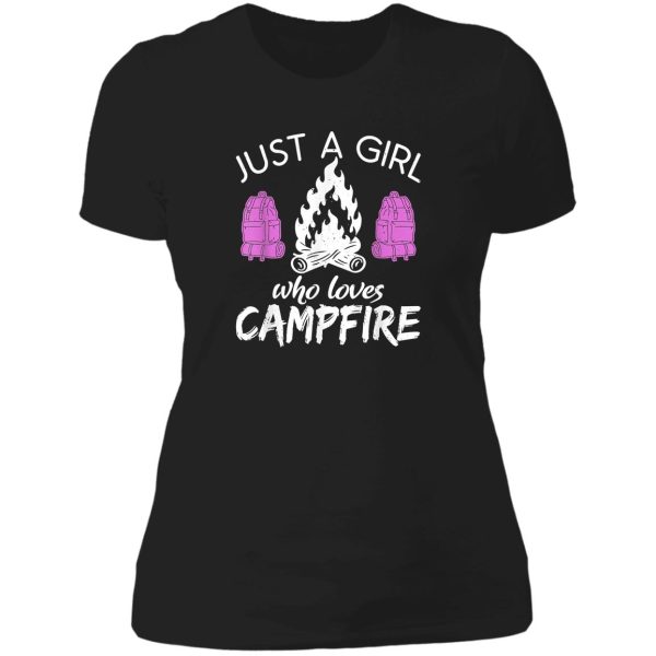 just a girl who loves campfire travel nature rv camping lady t-shirt