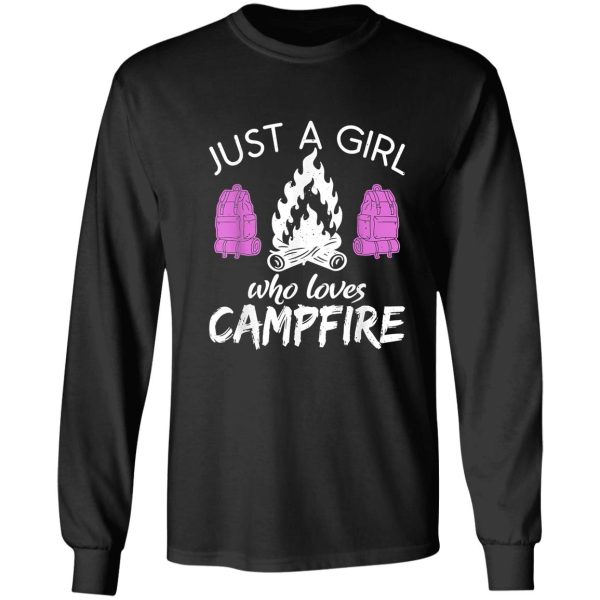 just a girl who loves campfire travel nature rv camping long sleeve