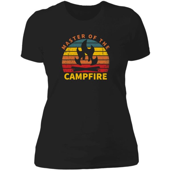 king of the campfire camping lady t-shirt