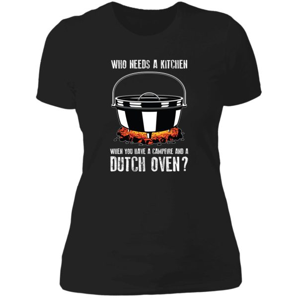 kitchen outdoor campfire cooking dutch oven print lady t-shirt