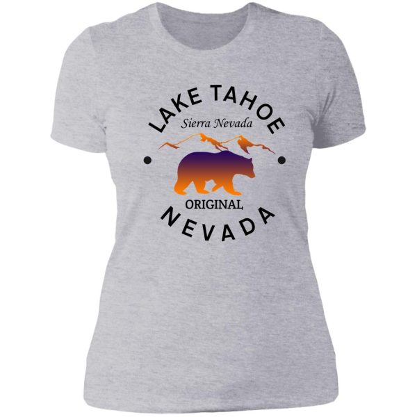 lake tahoe sierra nevada original lake boat boating bear lady t-shirt