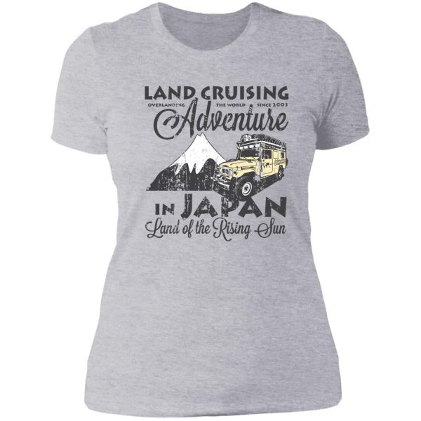 landcruising adventure in japan - curly font edition lady t-shirt