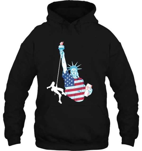 liberty statue climbing design usa patriotic 4th of july usa american flag hoodie