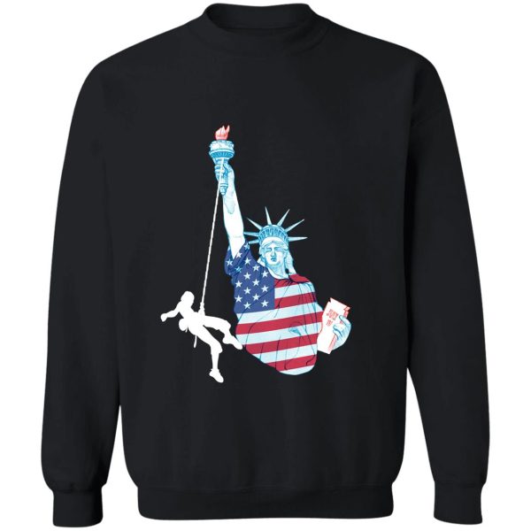 liberty statue climbing design usa patriotic 4th of july usa american flag sweatshirt