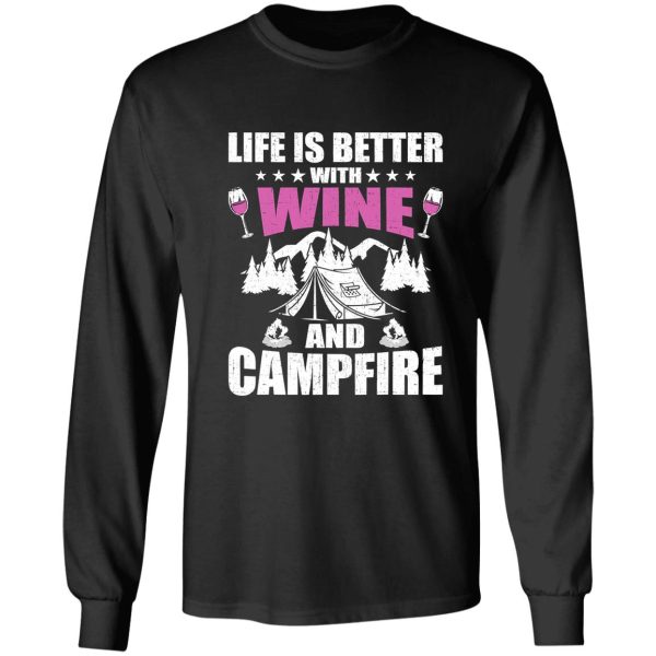 life better with wine campfire camping long sleeve