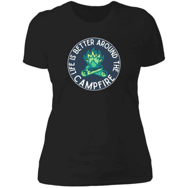 life is better around the campfire navy blue lady t-shirt