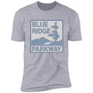 light blue "blue ridge parkway" sign shirt
