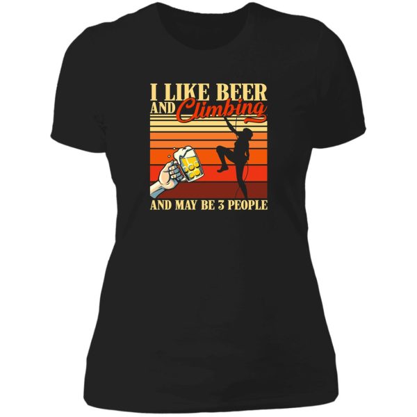 like beer and climbing lady t-shirt