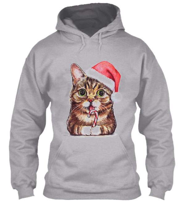 lil bub cat in santa hat hoodie