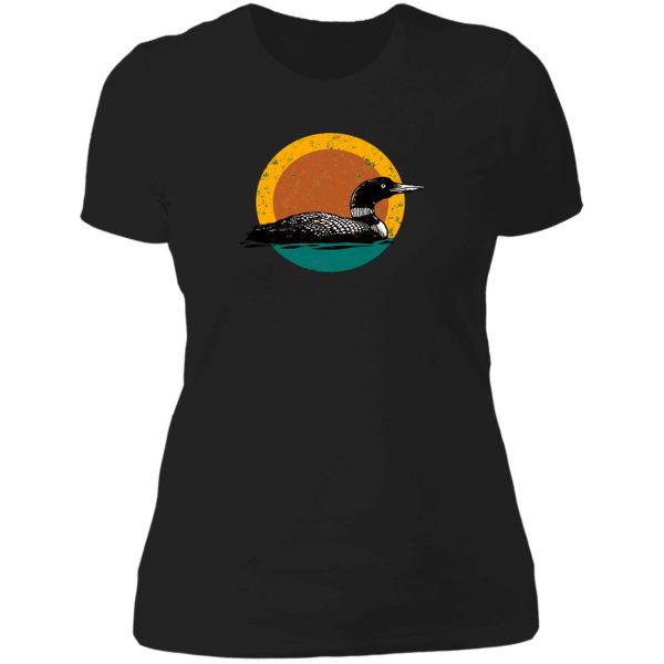 loon sunset- faded look with retro colors lady t-shirt