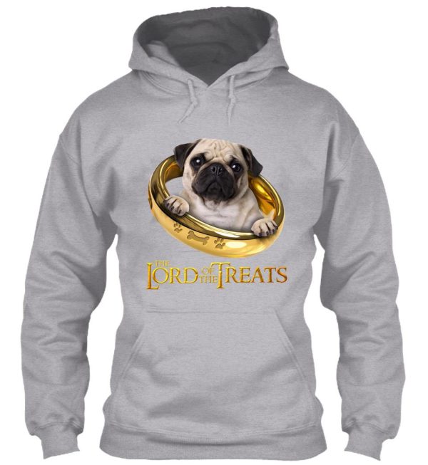 lord of the treats - funny beige pug puppy hoodie