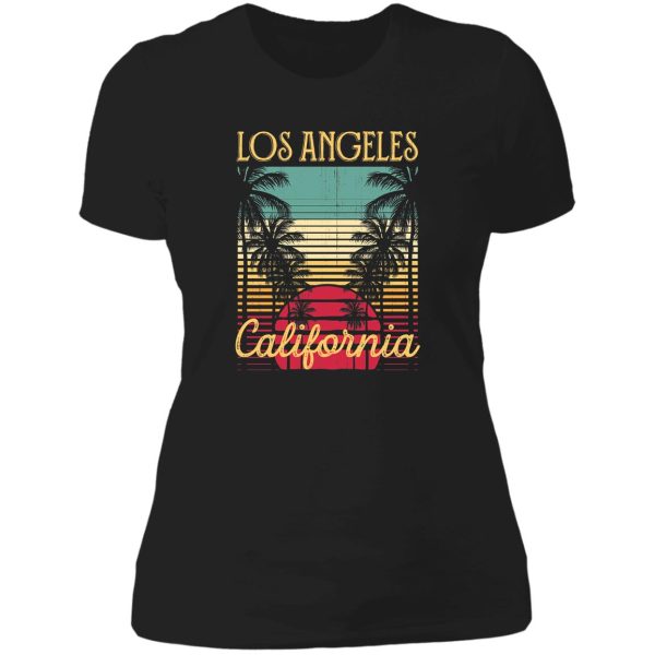los angeles california retro vintage palm trees t-shirt lady t-shirt