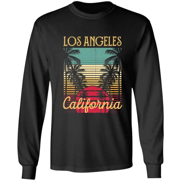 los angeles california retro vintage palm trees t-shirt long sleeve