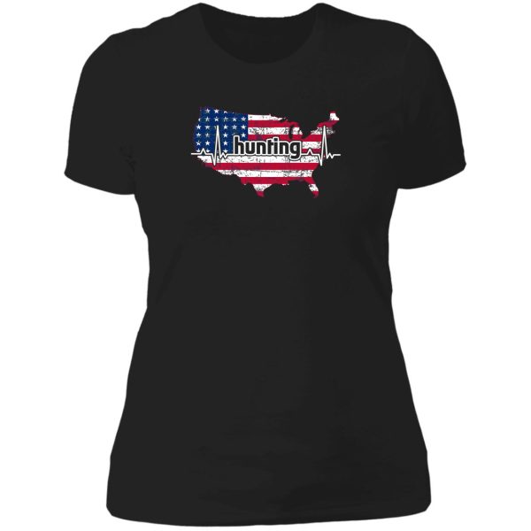 love hunting deer american flag hunter lady t-shirt