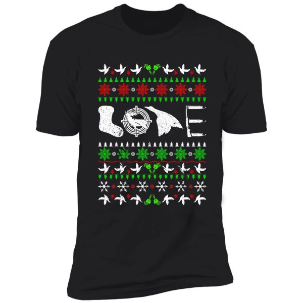 love hunting funny christmas duck shirt