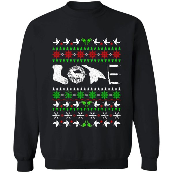 love hunting funny christmas duck sweatshirt