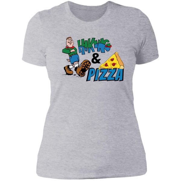 loves hiking and loves pizza lady t-shirt