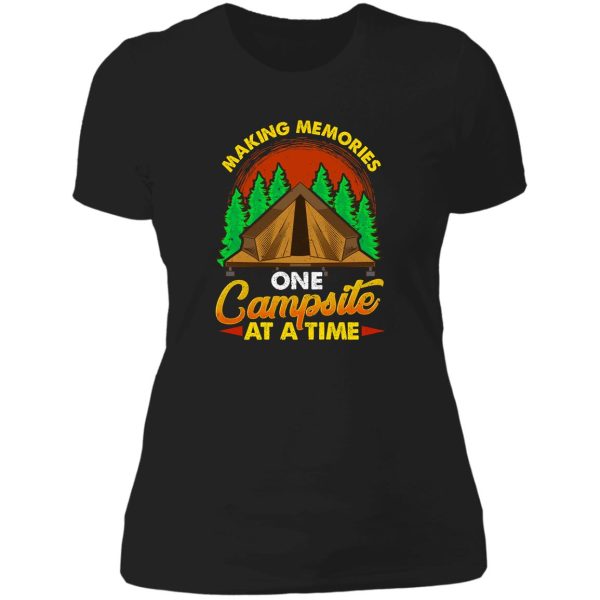 making memories one campsite at a time funny camping camper lady t-shirt