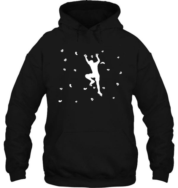 mann climbing or bouldering on climbing wall hoodie