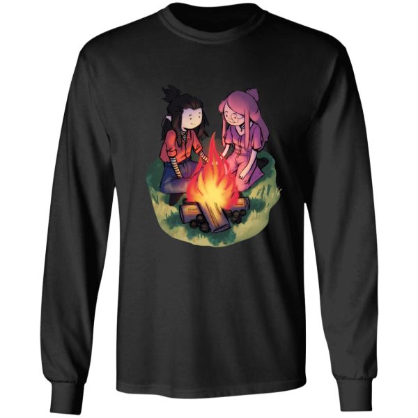 marceline and princess bubblegum sitting by the campfire long sleeve