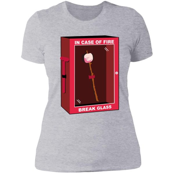 marshmallow - in case of fire break glass lady t-shirt