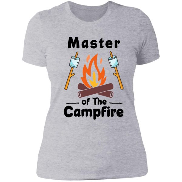 master of the campfire for camping hiking and outdoor lovers white lady t-shirt
