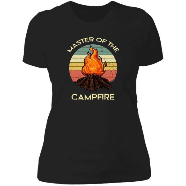 master of the campfire lady t-shirt