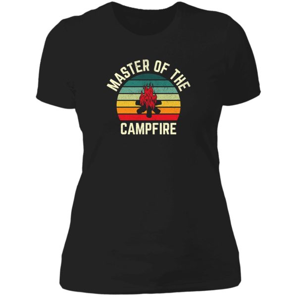 master of the campfire vintage camping lady t-shirt