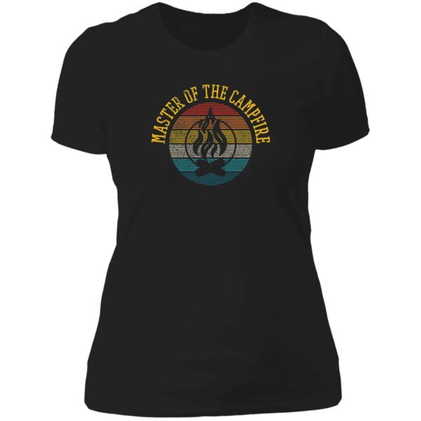 master of the campfire vintage camping scout camper lady t-shirt