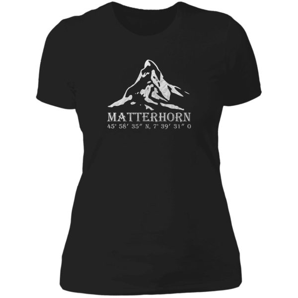 matterhorn alps gps switzerland mountain vacation gift lady t-shirt