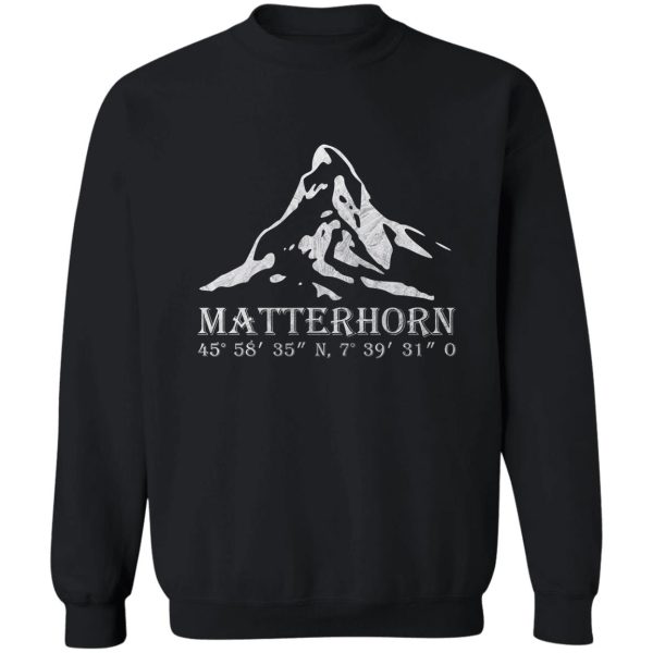 matterhorn alps gps switzerland mountain vacation gift sweatshirt