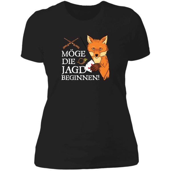 may the hunt begin fox hunt doko doppelkopf lady t-shirt