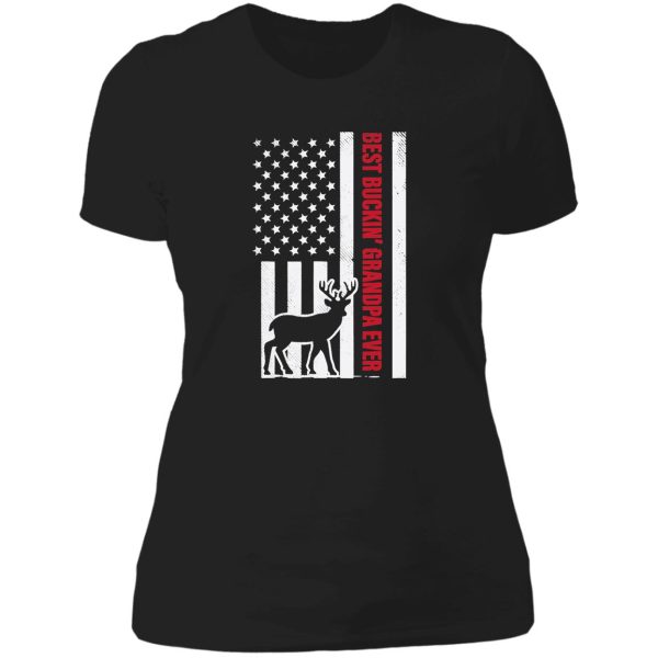 mens best buckin grandpa american flag buck hunting hunter gift lady t-shirt